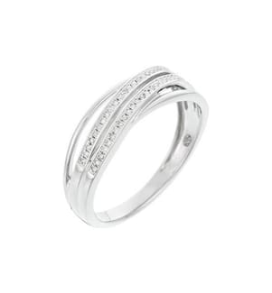 Bague Croisée Scintillante - Or Blanc 375/1000