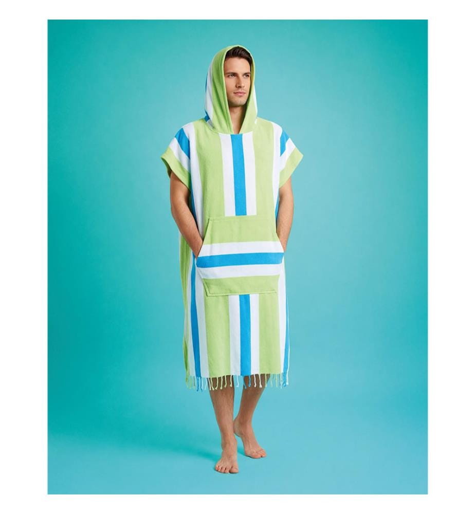 Herren-Poncho Coral Coast 100 x 180 cm – Grün/Blau