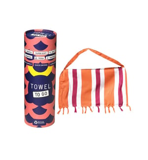 Strandtuch und 2-in-1-Tasche „Coral Coast“, 100 x 180 cm – Fuchsia/Orange