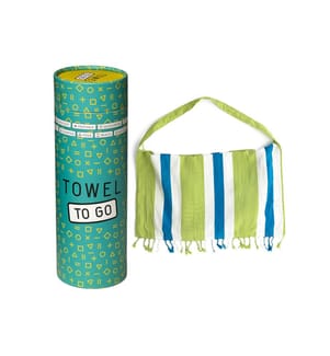 Strandtuch und 2-in-1-Tasche „Coral Coast“, 100 x 180 cm – Grün/Blau
