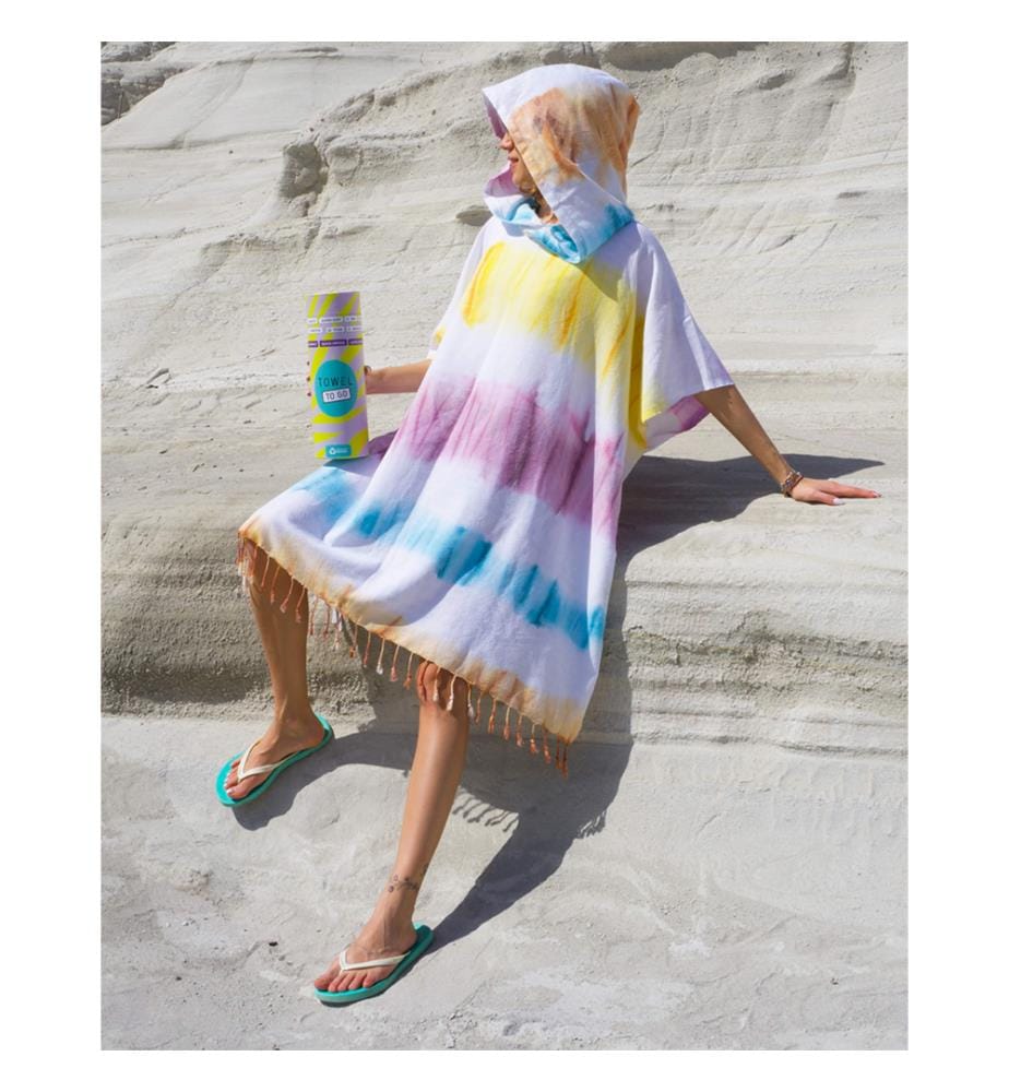 Tie-Dye-Poncho 100 x 180 cm – mehrfarbig