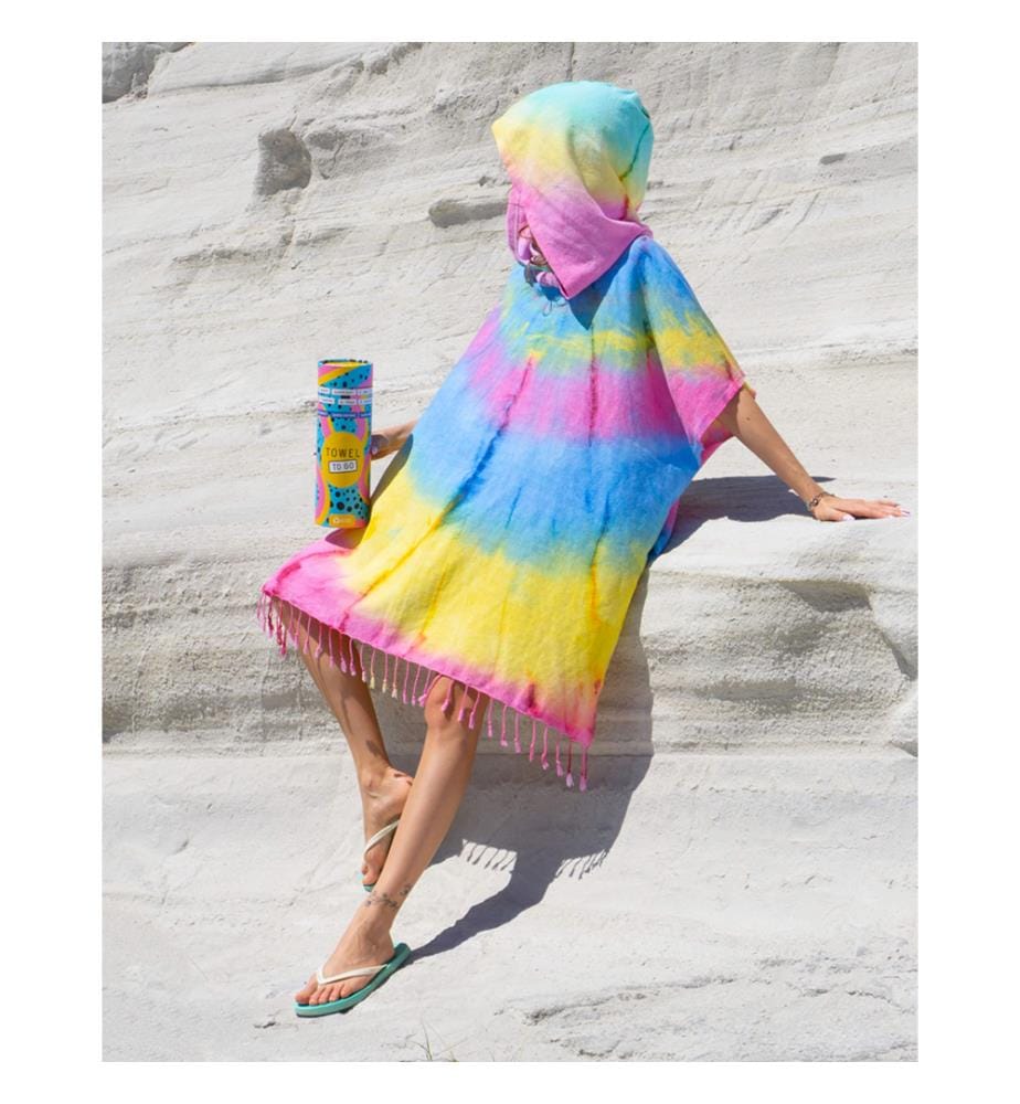 Tie-Dye-Poncho 100 x 180 cm – mehrfarbig