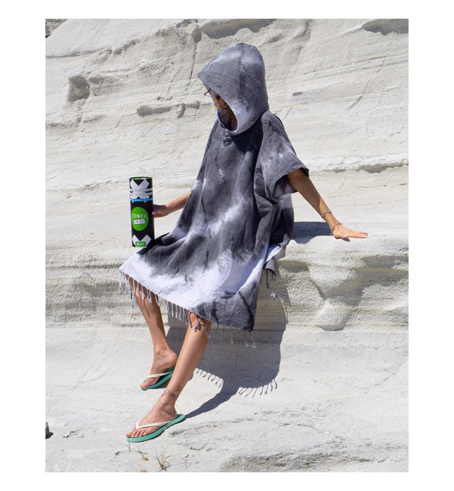 Tie-Dye-Poncho 100 x 180 cm – Schwarz/Weiss