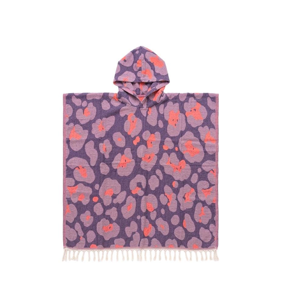 Poncho „Neon Safari“, 100 x 180 cm – Violett