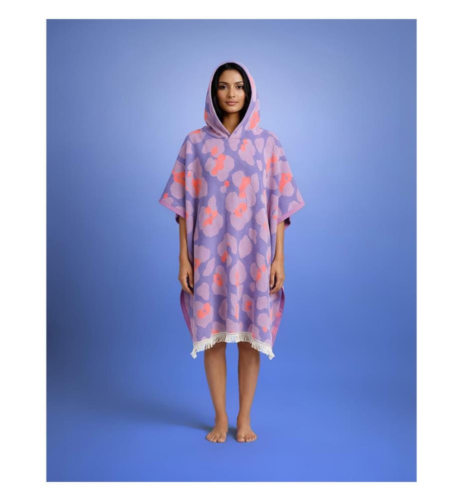 Poncho „Neon Safari“, 100 x 180 cm – Violett