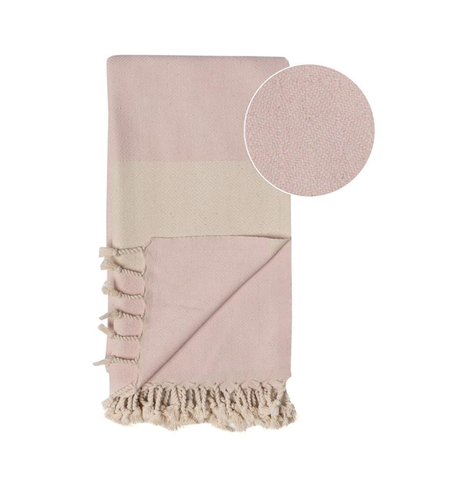 Diamond Hand, Hair, and Kitchen Hammam Towels, 45 x 90 cm - Light Pink