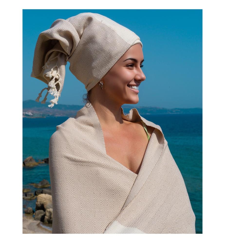 Diamond Hand, Hair, and Kitchen Towel, 45 x 90 cm - Beige