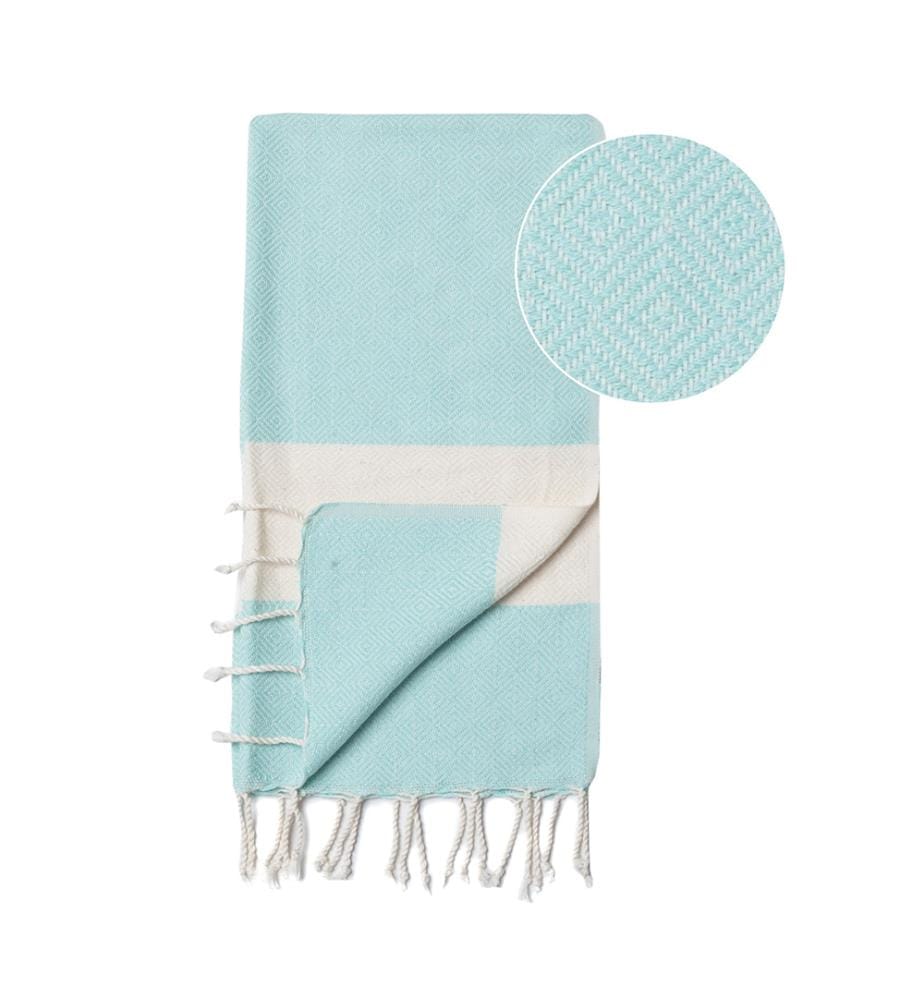 Diamond Hand, Hair, and Kitchen Hammam Towels, 45 x 90 cm - Mint Green