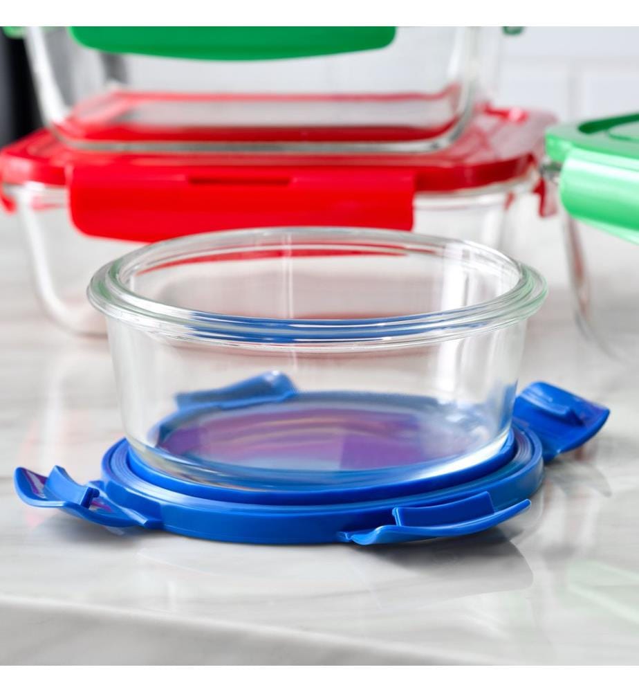 4er-Set runde luftdichte Behälter, 570 ml – Blau