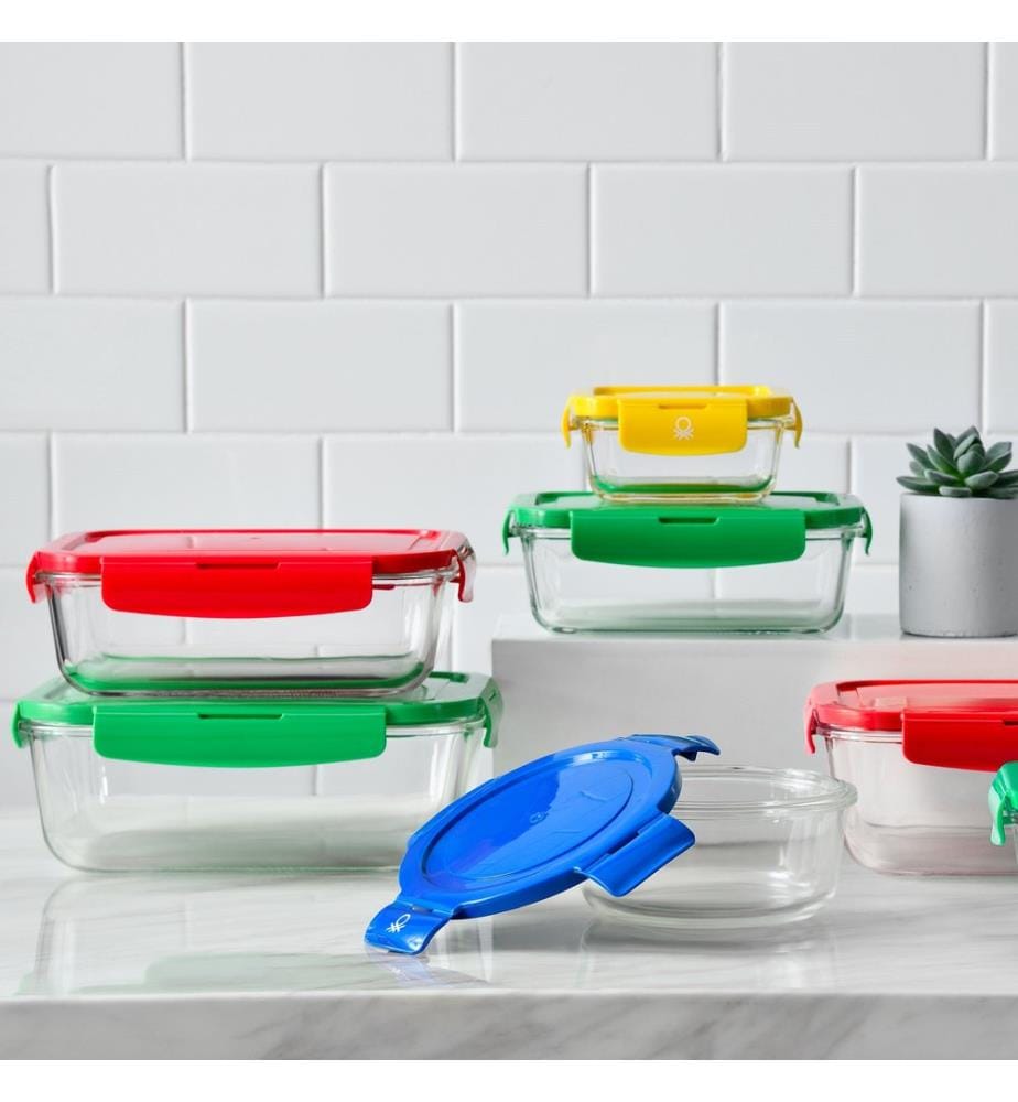 4er-Set runde luftdichte Behälter, 570 ml – Blau