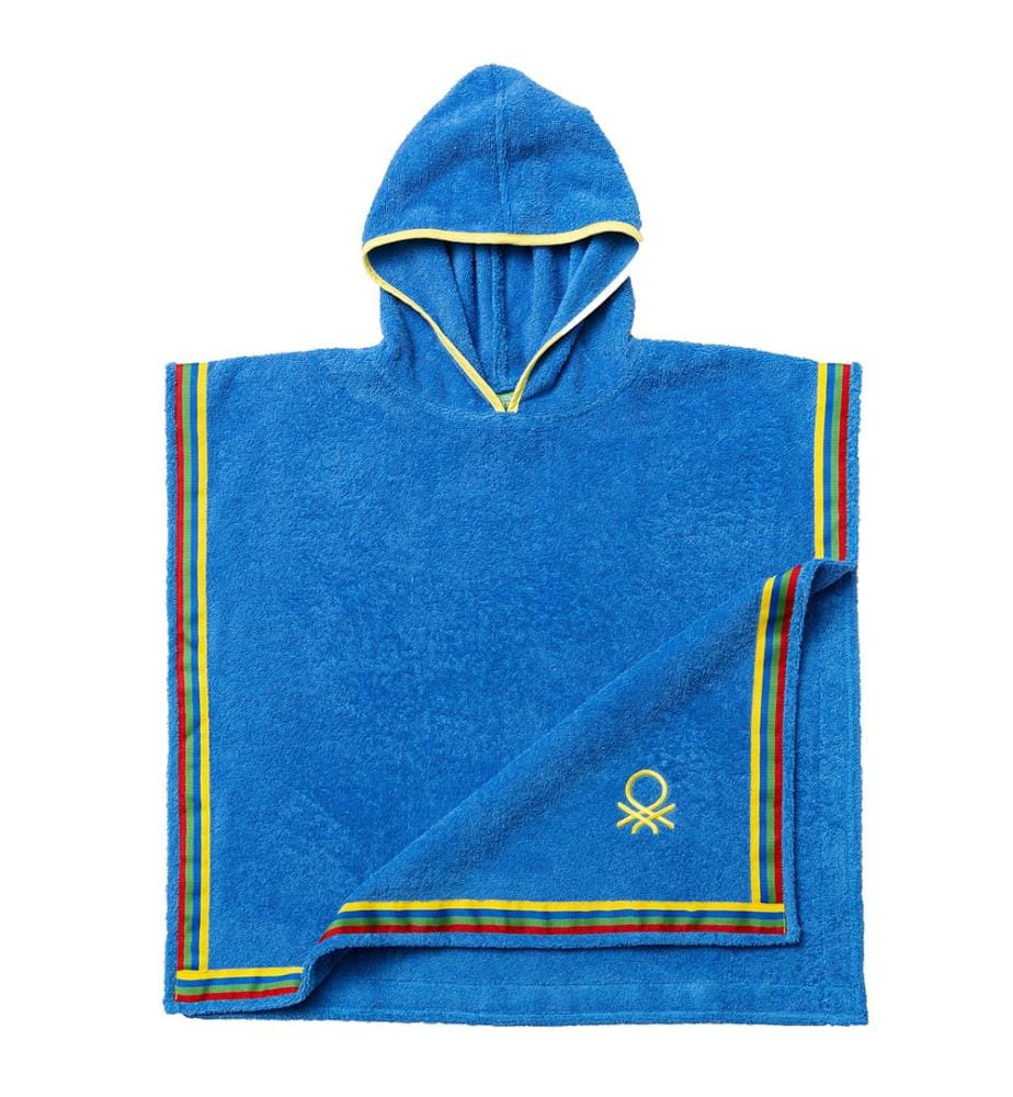 Kinder-Poncho-Bademantel 65 x 65 cm – Blau