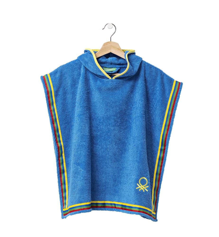 Kinder-Poncho-Bademantel 65 x 65 cm – Blau