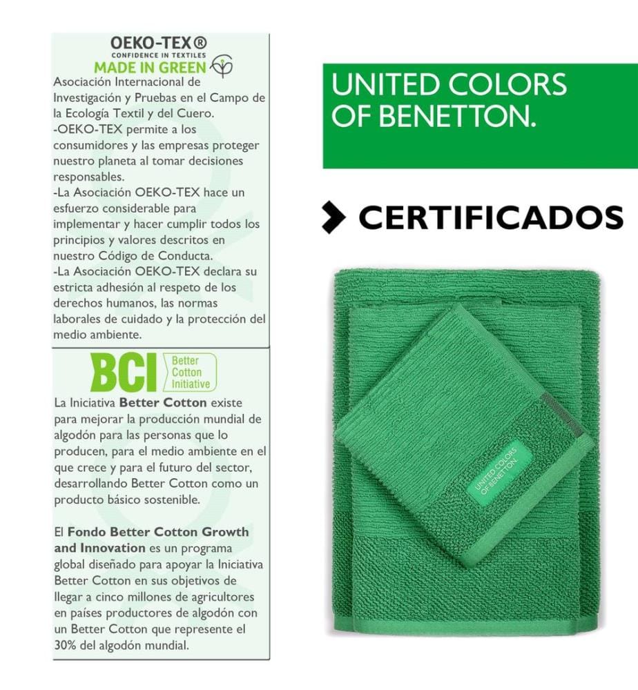 Set of 2 Sets of 3 Bath Towels - Green and Beige