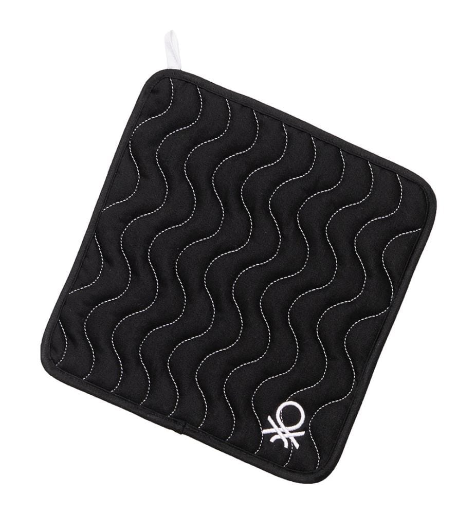 3-teiliges Set: Schürze (Schürze + Topflappen + Ofenhandschuh) 75 x 85 cm – Schwarz-Weiss