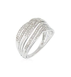 Bague Vagues scintillantes - Or Blanc 375/1000