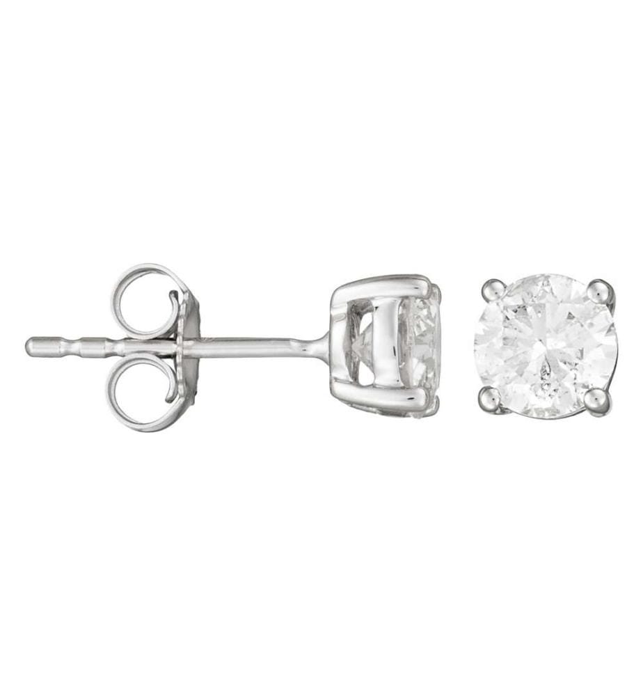 Boucles d'Oreille Single diamon - Or Blanc