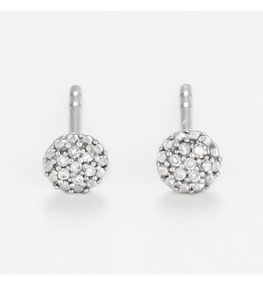 Ohrringe Round Stud - Weissgold 375/1000