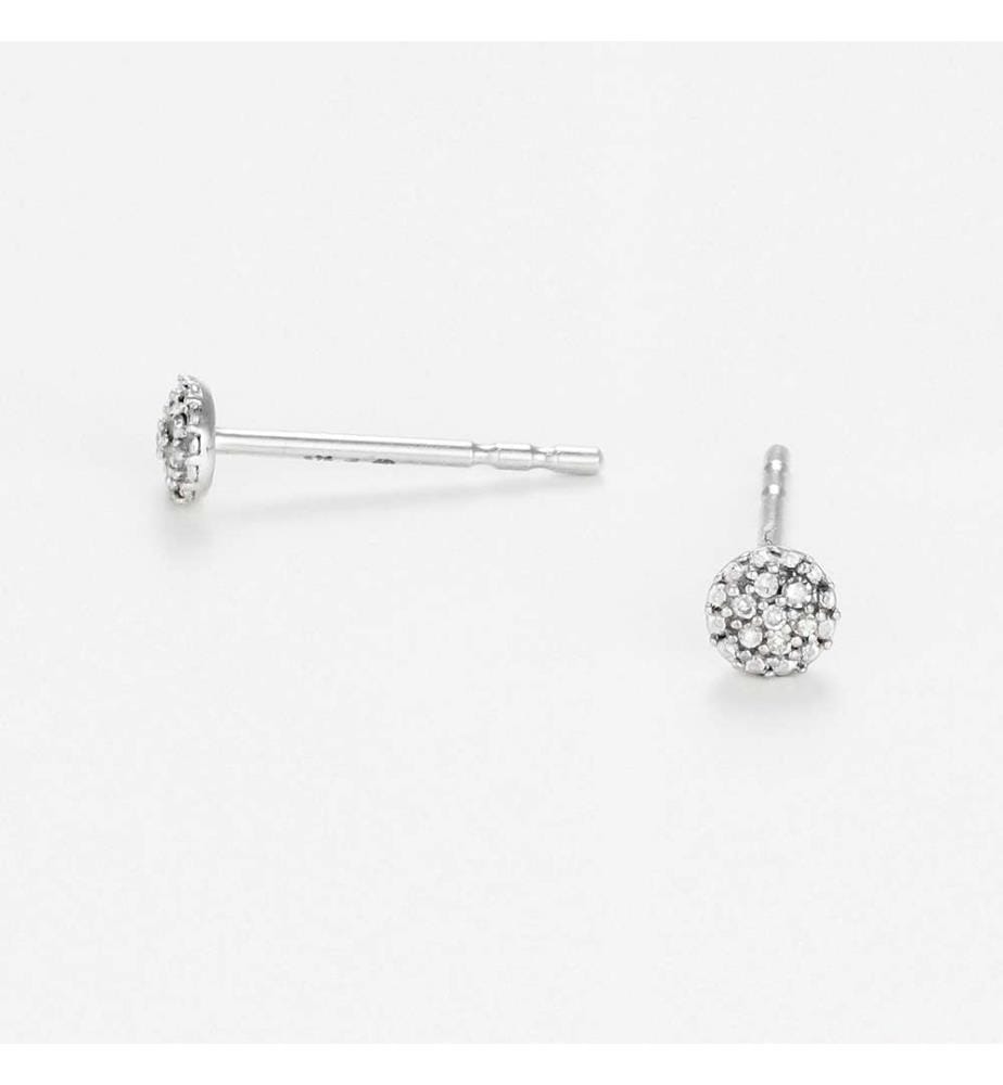Ohrringe Round Stud - Weissgold 375/1000