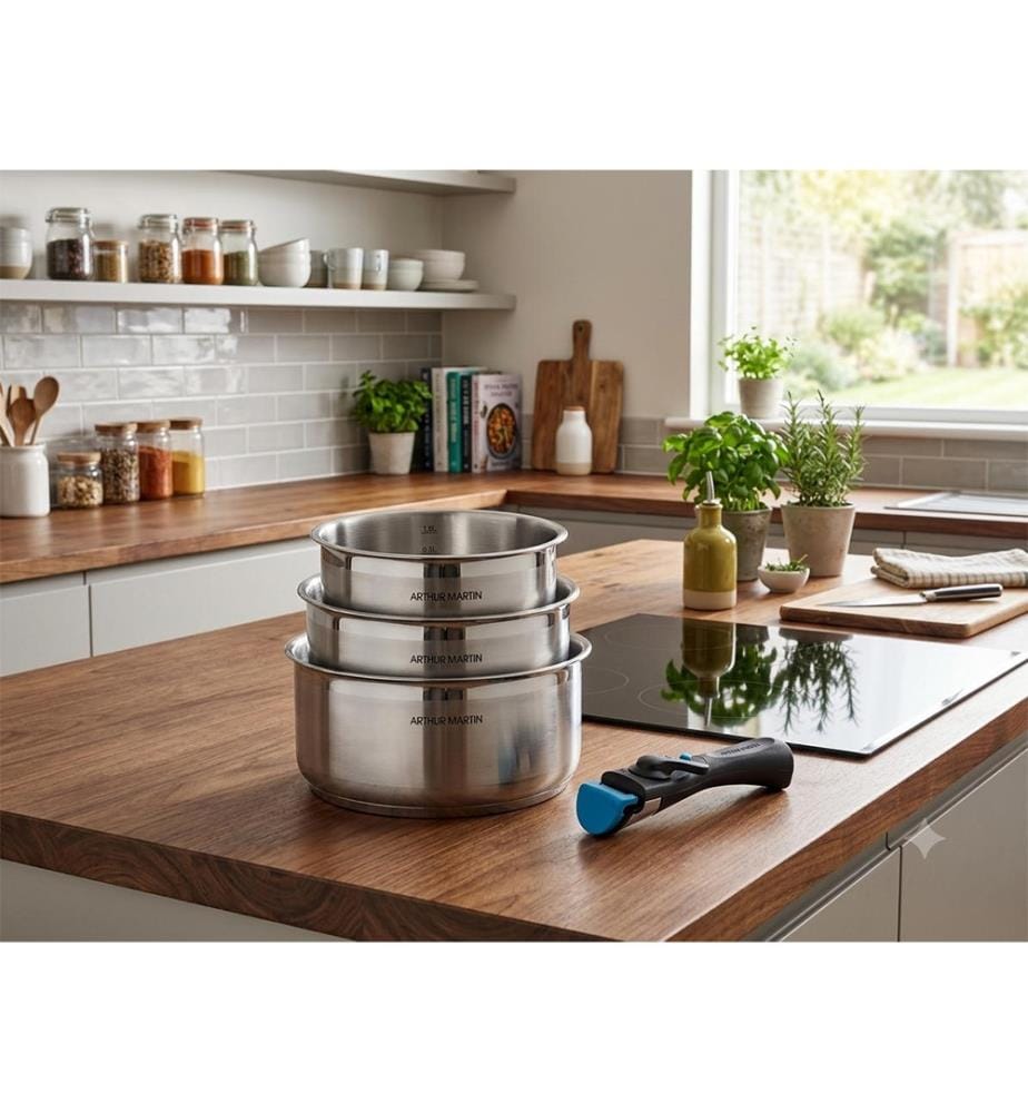 Set mit 3 herausnehmbaren Töpfen (16/18/20 cm) – Grau