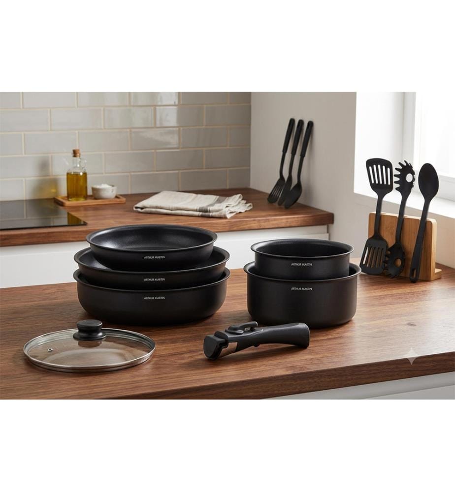 Kochgeschirr-Set – 10-teilig – Schwarz