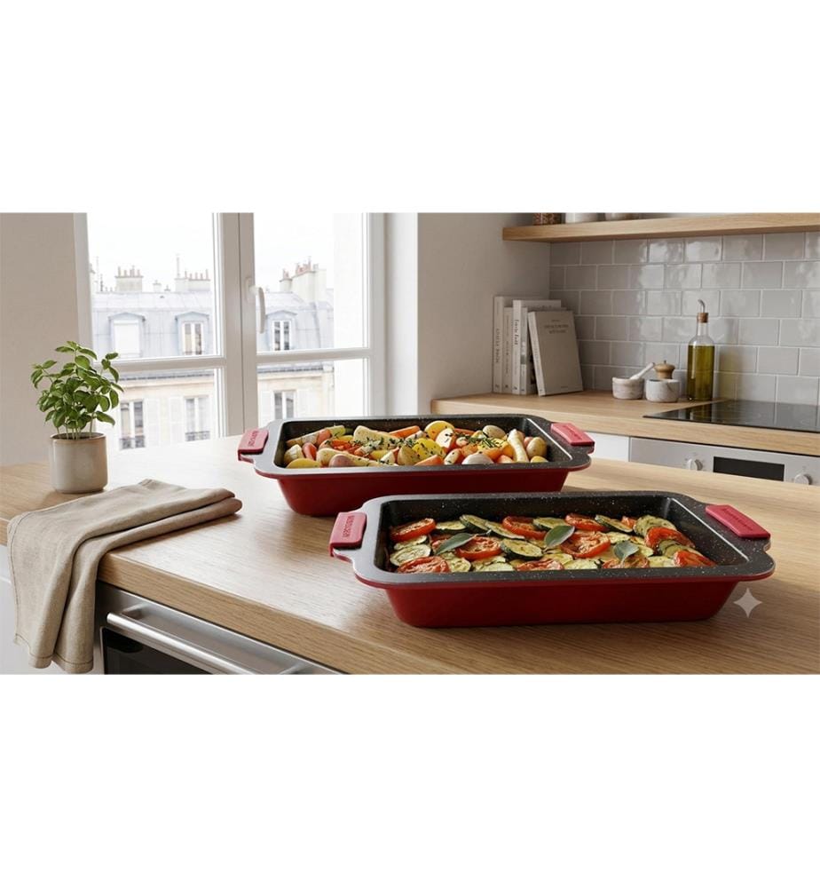 Set mit 2 Auflaufformen 36/40 cm – Rot
