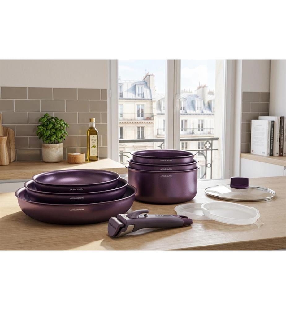 Abnehmbares Kochgeschirrset – 10-teilig – Aubergine