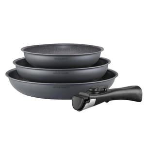 3er-Set herausnehmbare Antihaft-Pfannen 20/24/28 cm – Grau