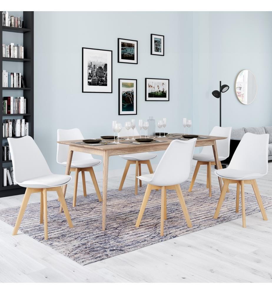 6er-Set Stühle Nordia 46 x 51 x 79.5 cm - Weiss & Holz
