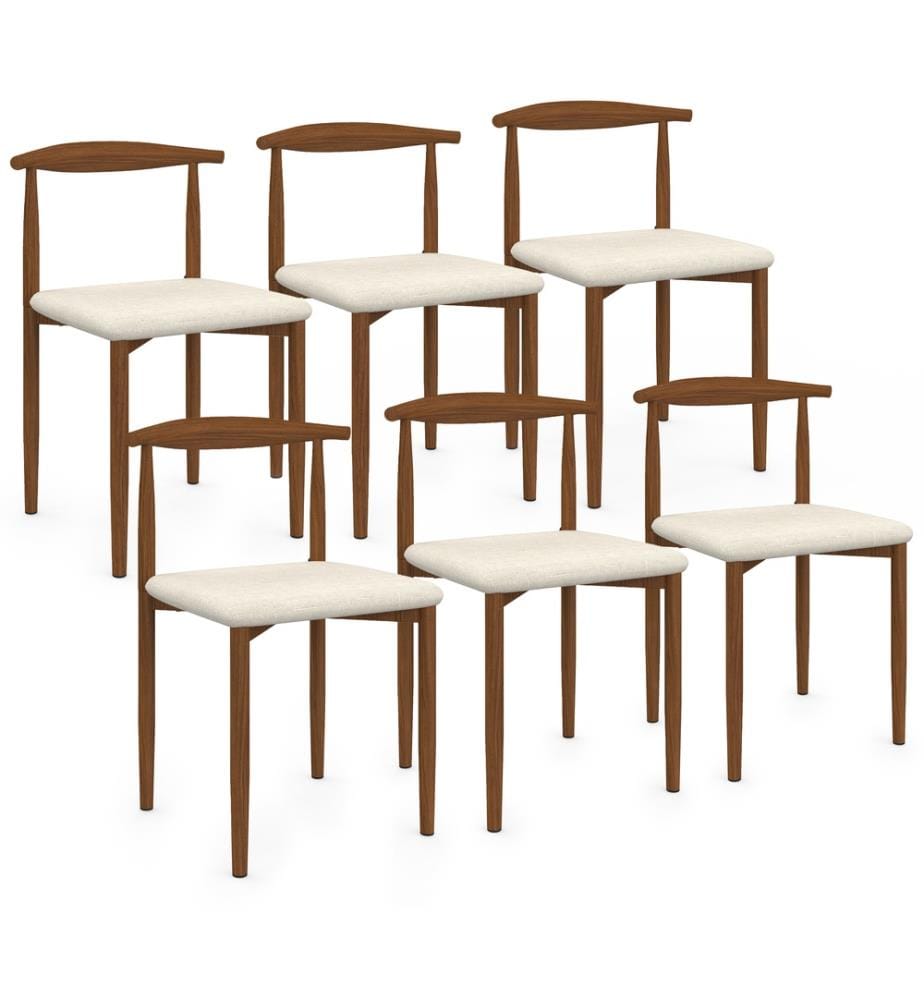 Satz von 6 Stühlen Adam - Beige und Dunkelbraun