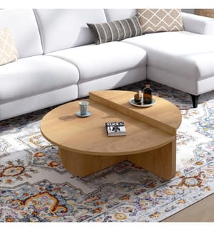 Runde asymmetrische Couchtische in Holzoptik