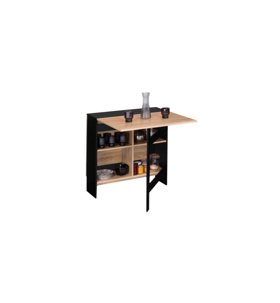 Klappbarer Konsolen-Esstisch Edi - 80 x 150/35,5 x 75 cm - Braun und Schwarz