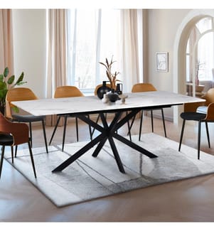 Ausziehbarer Tisch Glam 160-200cm - Weiss und Schwarz