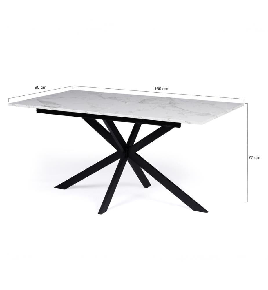 Ausziehbarer Tisch Glam 160-200cm - Weiss und Schwarz