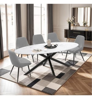Esstisch Celeste 200 x 90 x 75 cm - Weiss & Schwarz