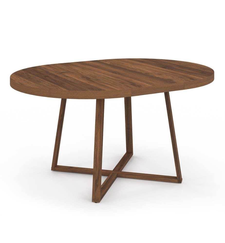 Table à manger ronde extensible Sana Ø110-150cm effet noyer