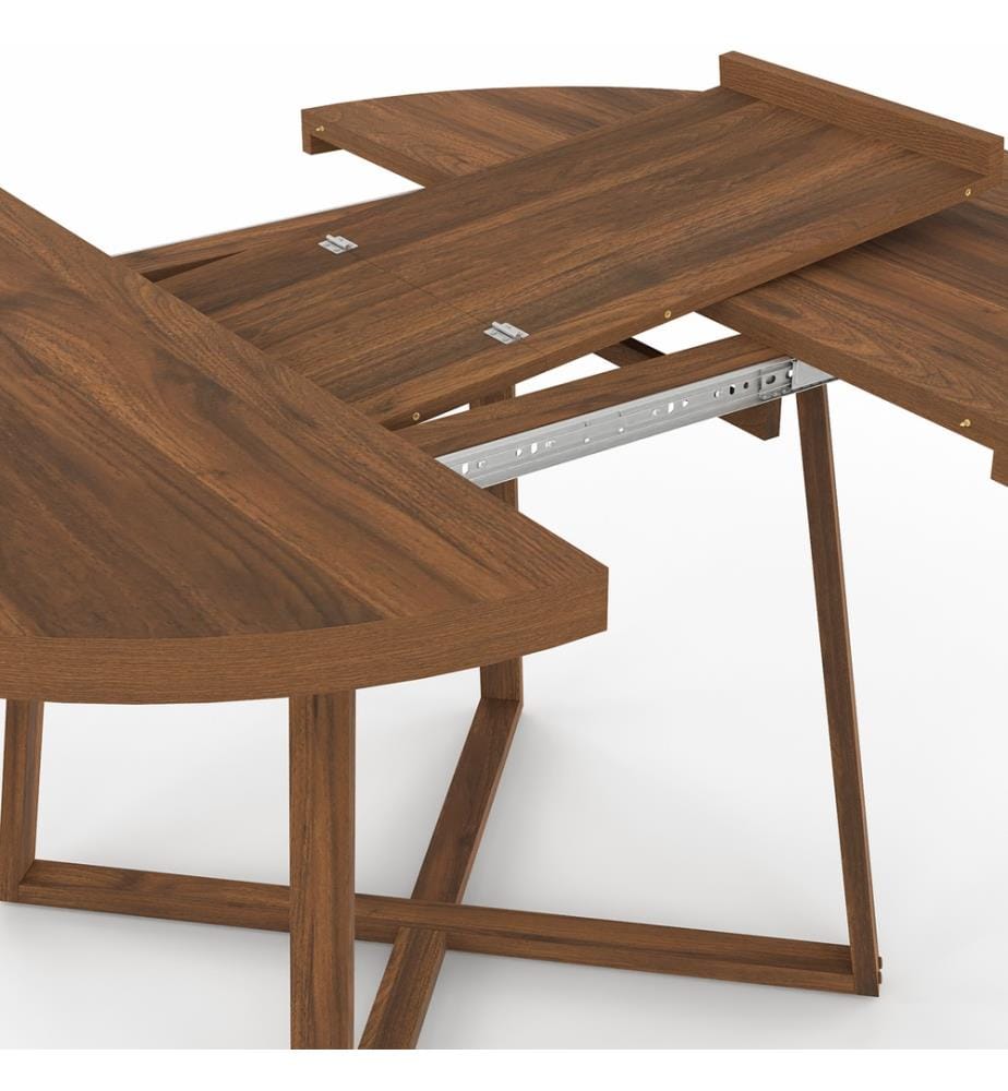 Table à manger ronde extensible Sana Ø110-150cm effet noyer