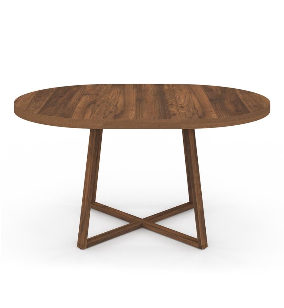 Table à manger ronde extensible Sana Ø110-150cm effet noyer