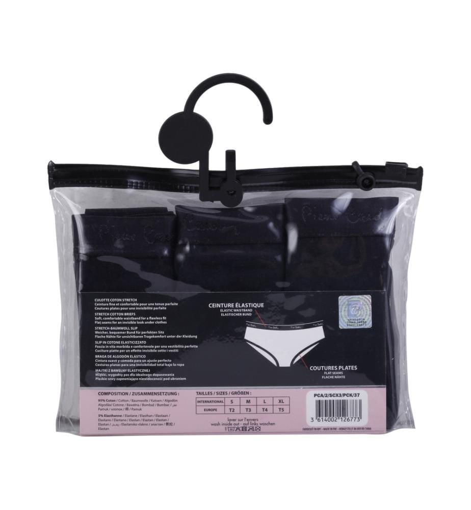 Lot de 3 slips en coton uni - Noir