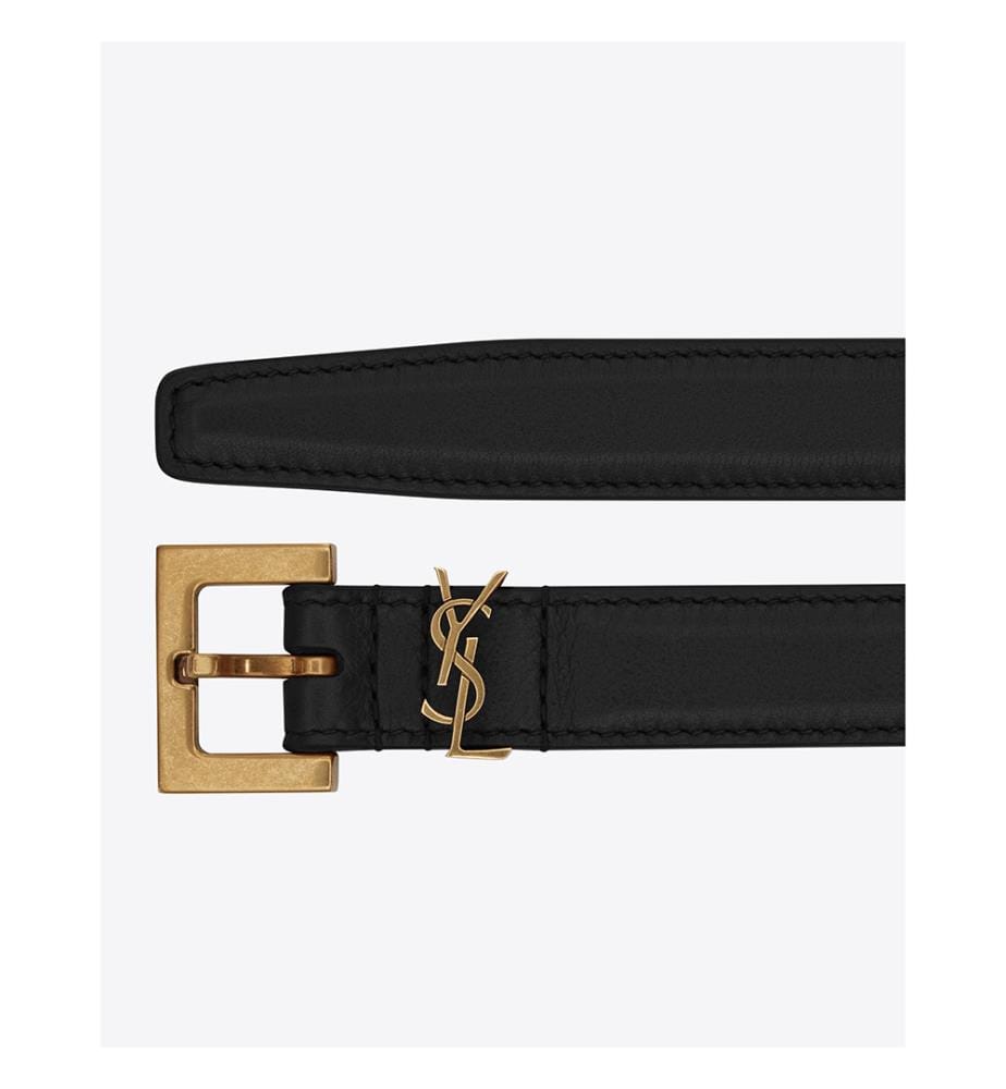 Cintura sottile CASSANDRE in pelle liscia - Nero