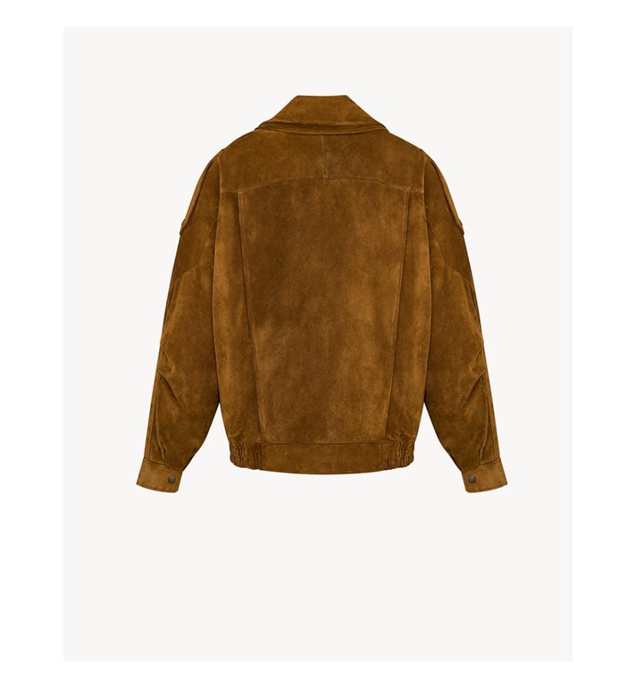 Vintage-Lederjacke im Pilotenstil aus gespaltenem Leder – Braun