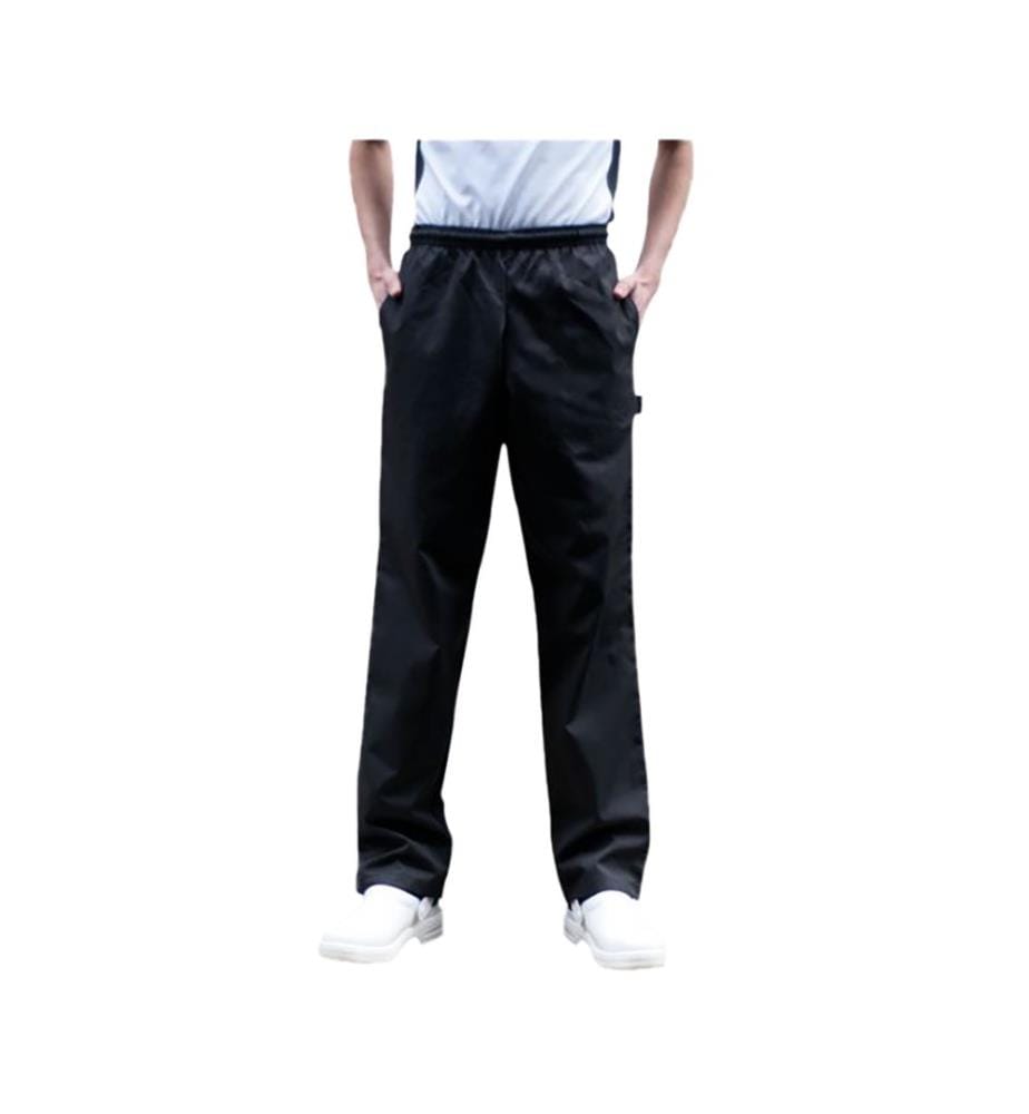 Dennys Unisex Kochhose, schwarz, elastischer Bund