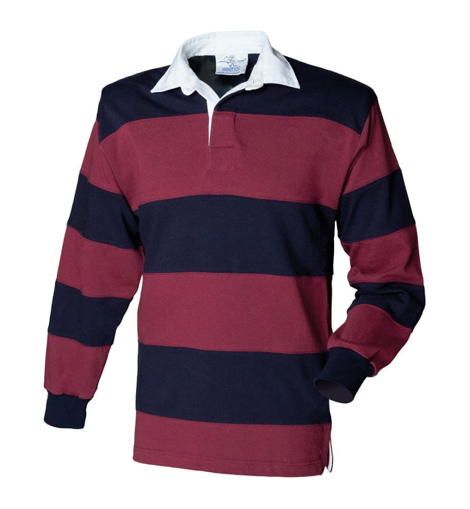 Front Row Maglietta Polo Rugby Strisce Cucita Uomo