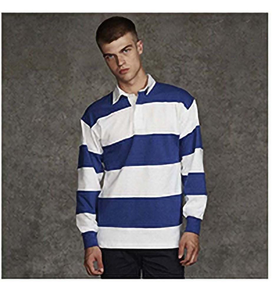 Front Row Rugby Polo-Shirt, langärmlig, gestreift