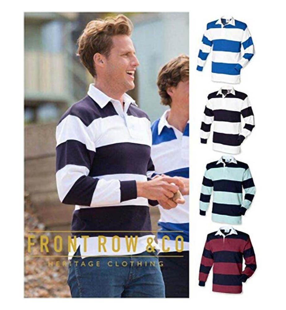 Front Row Rugby Polo-Shirt, langärmlig, gestreift
