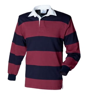 Front Row Rugby Polo-Shirt, langärmlig, gestreift