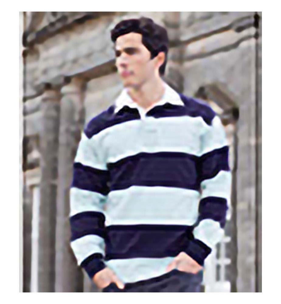 Front Row Rugby Polo-Shirt, langärmlig, gestreift