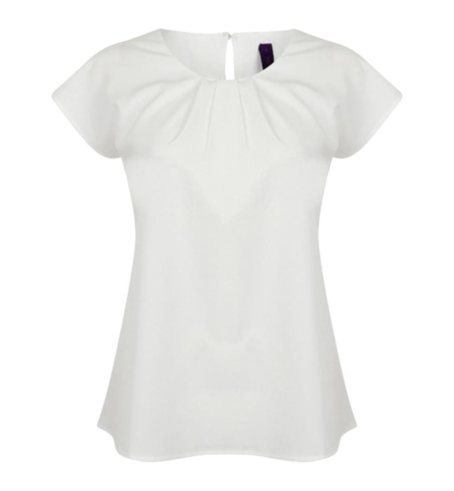 Henbury Damen Top mit Falten-Design vorne, kurzärmlig