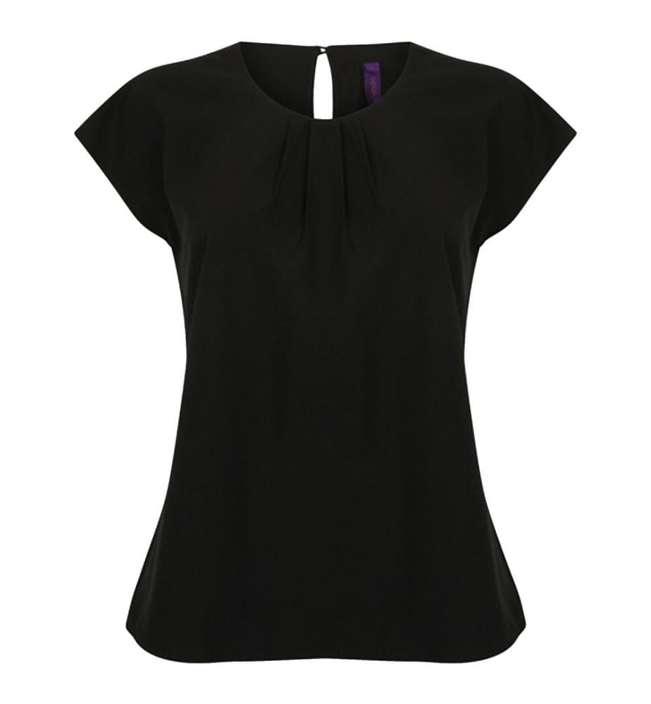 Henbury Damen Top mit Falten-Design vorne, kurzärmlig
