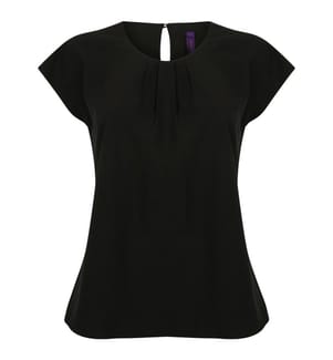 Henbury Damen Top mit Falten-Design vorne, kurzärmlig