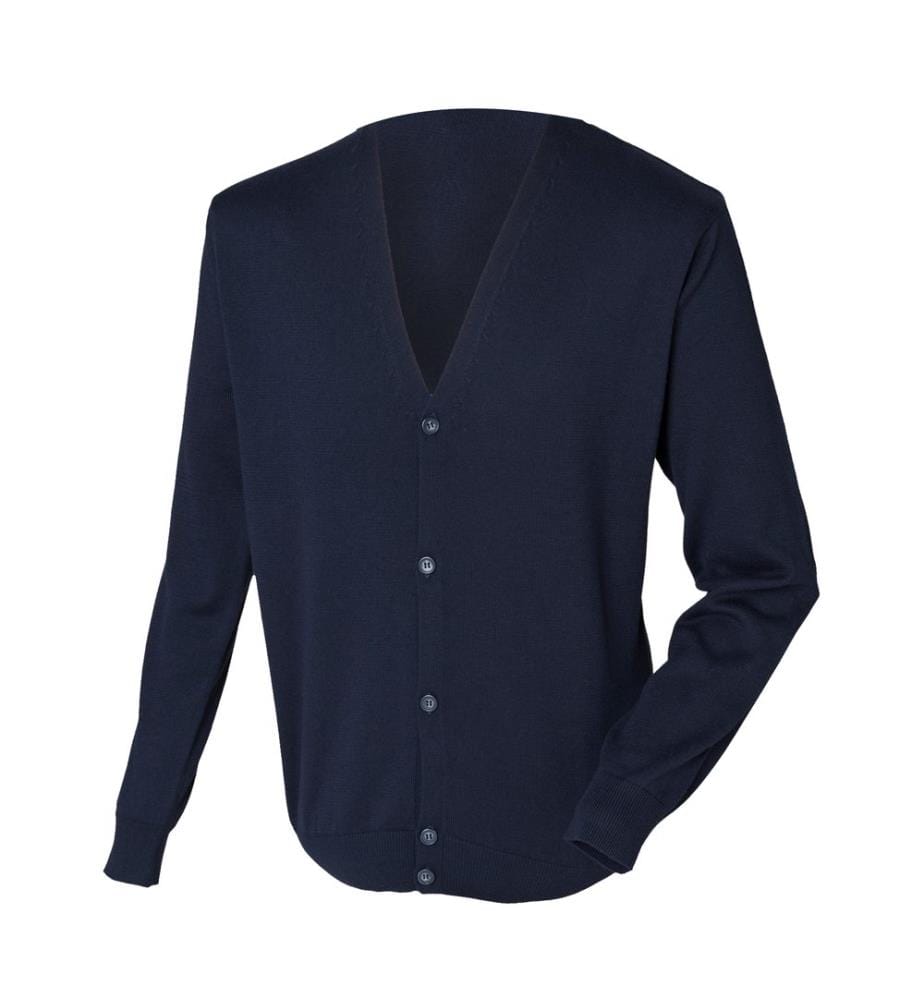 Henbury Herren Feinstrick-Strickjacke mit V-Ausschnitt